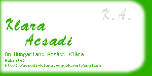 klara acsadi business card